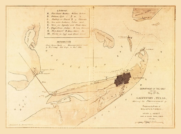 Picture of GALVESTON FORTIFICATIONS TEXAS - LONG 1862 