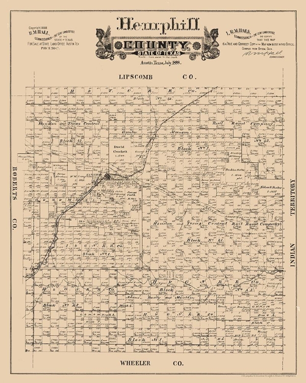 Picture of HEMPHILL COUNTY TEXAS - HALL 1888 