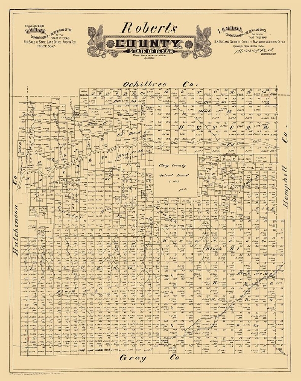 Picture of ROBERTS COUNTY TEXAS - HALL 1888 