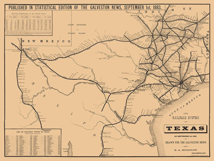 Picture of RAILROAD SYSTEM OF TEXAS - HENSOLDT 1883 