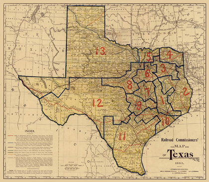 Picture of RAILROAD COMMISSIONERS MAP OF TEXAS -1897