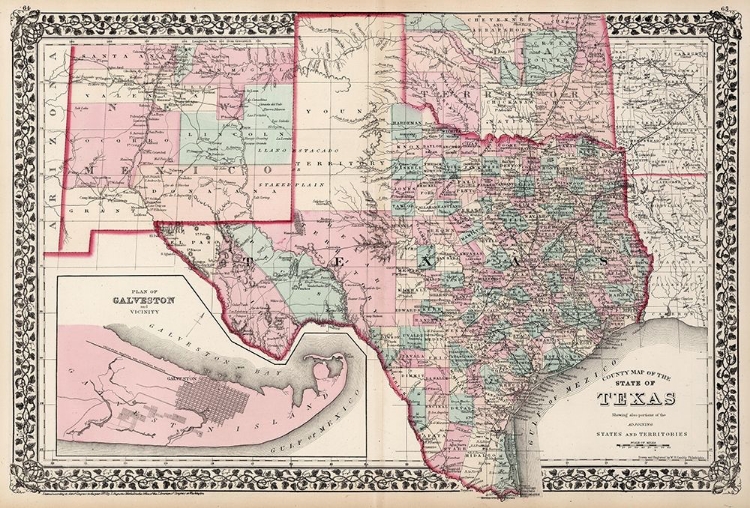 Picture of TEXAS COUNTIES - GAMBLE 1876 