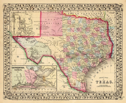 Picture of TEXAS COUNTY MAP - MITCHELL 1870 