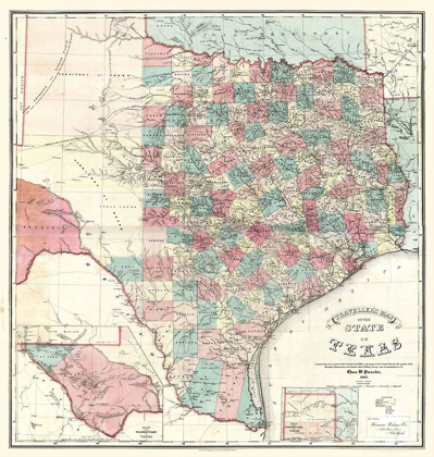 Picture of TRAVELLERS MAP TEXAS - PRESSLER 1867 