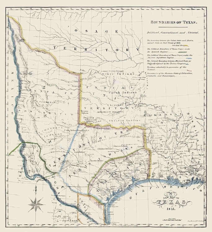 Picture of TEXAS BOUNDARIES -1841