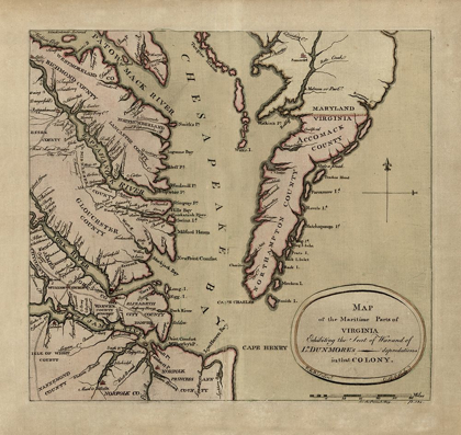 Picture of MARITIME PARTS OF VIRGINIA - DUNMORE 1776