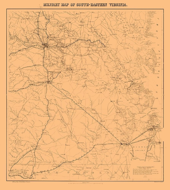 Picture of MILITARY MAP SOUTH-EASTERN VIRGINIA - 1862