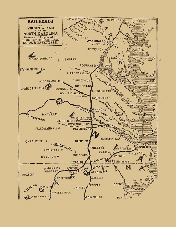 Picture of RAILROADS VIRGINIA NORTH CAROLINA - 1848