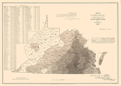 Picture of SLAVE POPULATION VIRGINIA - KENNEDY 1861