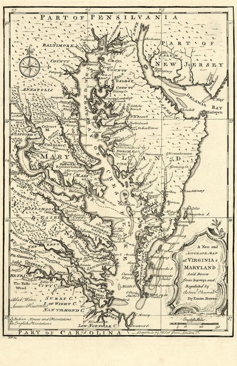 Picture of VIRGINIA MARYLAND - BOWEN 1752