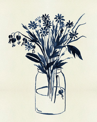 Picture of INDIGO FLORAL VASE II