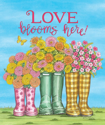 Picture of LOVE BLOOMS HERE WELLIES