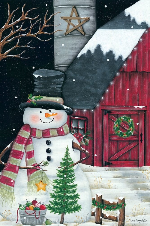 Picture of BARN AND SNOWMAN