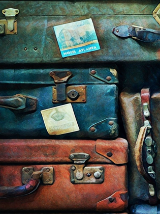 Picture of VINTAGE STACKED SUITCASES I 