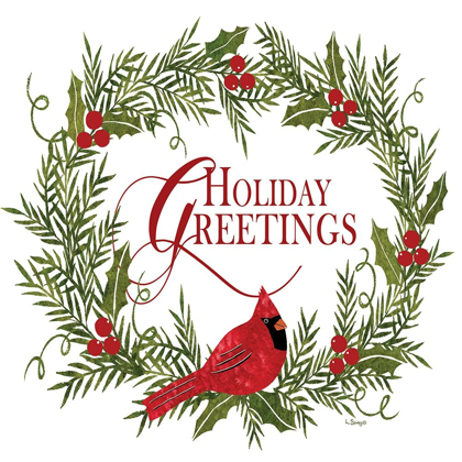Picture of HOLIDAY GREETINGS CARDINAL WREATH I