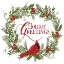 Picture of HOLIDAY GREETINGS CARDINAL WREATH I