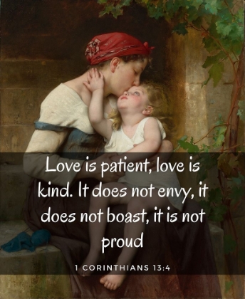 Picture of BIBLE VERSE QUOTE 1 CORINTHIANS 13:4, LEON BRAZILE PERRAULT, MOTHER WITH CHILD