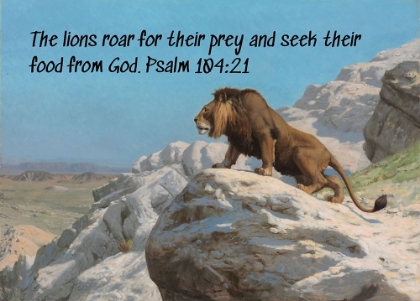 Picture of BIBLE VERSE QUOTE PSALM 104:21, JEAN LEON GEROME - LION ON THE WATCH