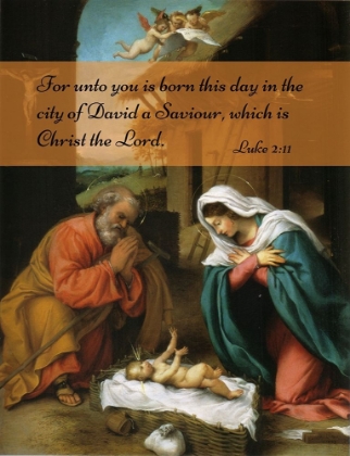 Picture of BIBLE VERSE QUOTE LUKE 2:11, LORENZO LOTTO - NATIVITY OF CHRIST