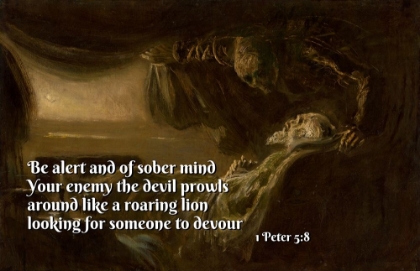 Picture of BIBLE VERSE QUOTE 1 PETER 5:8, LASZLO MEDNYANSZKY - DEATH OF THE PAINTERS FATHER