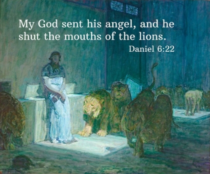 Picture of BIBLE VERSE QUOTE DANIEL 6:22, HENRY OSSAWA TANNER - DANIEL IN THE LIONS DEN