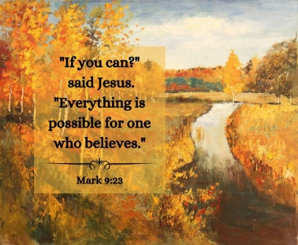 Picture of BIBLE VERSE QUOTE MARK 9:23, ISSAC LEVITAN - AUTUMN WATER