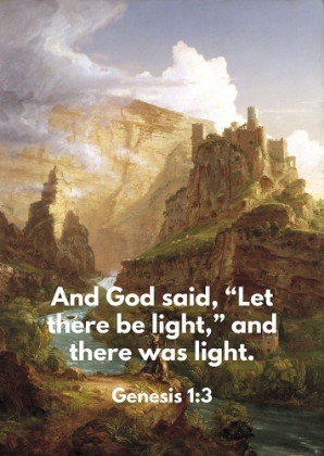 Picture of BIBLE VERSE QUOTE GENESIS 1:3, THOMAS COLE - THE FOUNTAIN OF VAUCLUSE