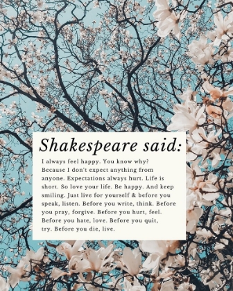 Picture of WILLIAM SHAKESPEARE QUOTE: FEEL HAPPY