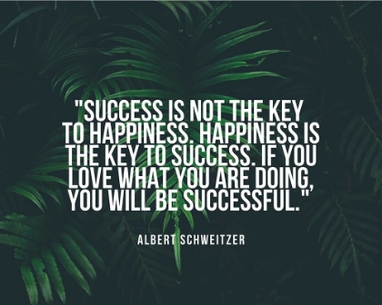 Picture of ALBERT SCHWEITZER QUOTE: HAPPINESS IS THE KEY TO SUCCESS