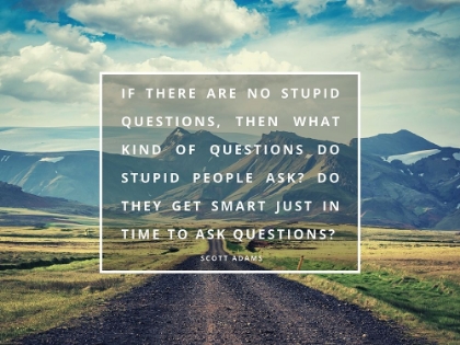 Picture of SCOTT ADAMS QUOTE: NO STUPID QUESTIONS