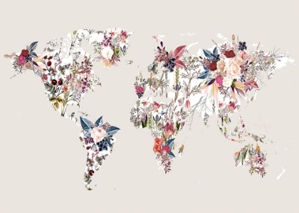 Picture of WORLDMAP FLOWERS (LIGHT)