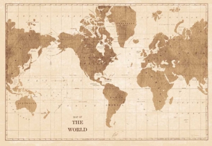 Picture of WORLD MAP SEPIA NO WORDS