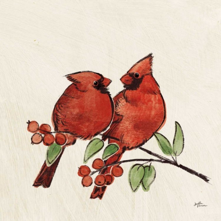 Picture of CHRISTMAS LOVEBIRDS IX NO GOLD