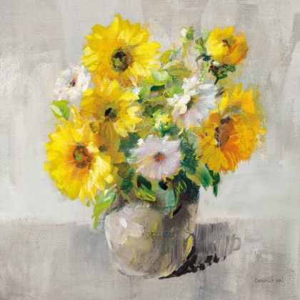Picture of SUNFLOWER STILL LIFE I ON GRAY