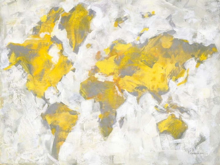 Picture of WORLD MAP YELLOW GRAY