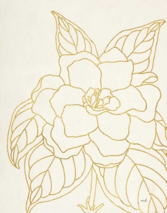 Picture of GOLD GARDENIA LINE DRAWING CROP
