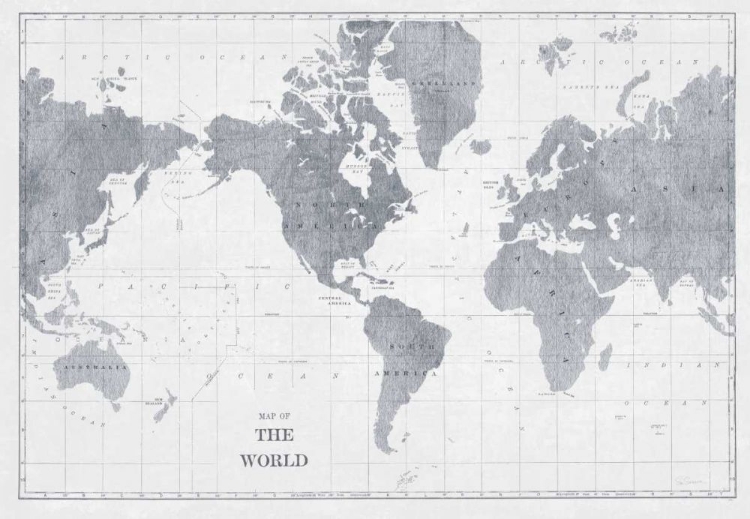Picture of WORLD MAP GRAY NO WORDS