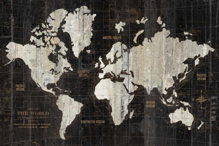 Picture of OLD WORLD MAP BLACK