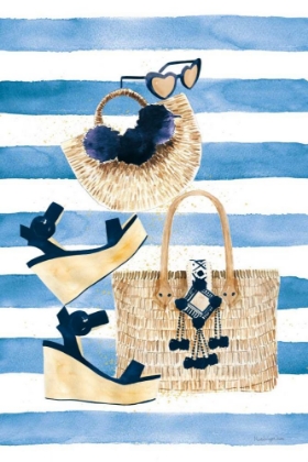 Picture of BEACH GLAM I NAVY ON STRIPES
