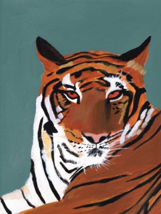 Picture of COLORFUL TIGER ON TEAL