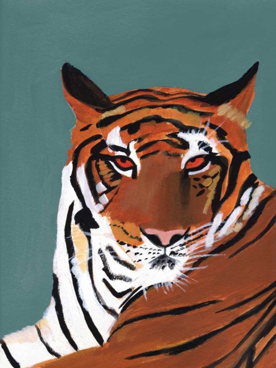 Picture of COLORFUL TIGER ON TEAL