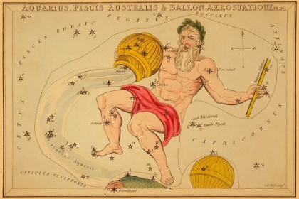 Picture of AQUARIUS, PISCIS AUSTRALIS AND BALLON AEROSTATIQUE, 1825
