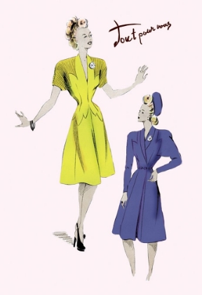 Picture of KNEE-LENGTH DRESSES IN BLUE AND YELLOW, 1947