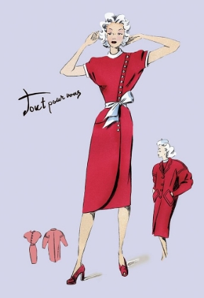 Picture of RED DRESS WITH MATCHING OVERCOAT, 1947