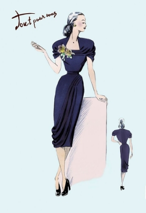 Picture of ROYAL BLUE DRESS WITH CORSAGE, 1947