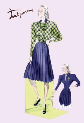 Picture of PLEATED DRESS WITH PLAID JACKET, 1947