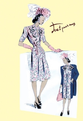 Picture of PAISLEY DRESS WITH HAT, GLOVES AND JACKET, 1947