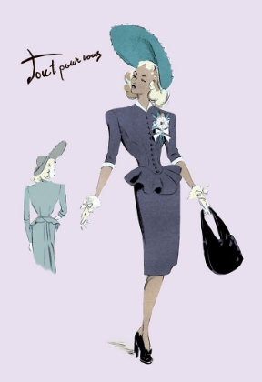 Picture of CLASSY SUIT DRESS WITH HAT AND BAG, 1947