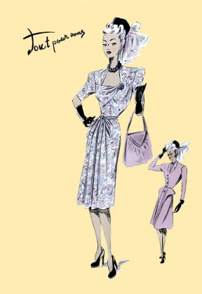 Picture of FASHIONABLE DRESS WITH BAG AND HAT, 1947