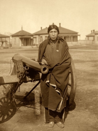 Picture of OGLALA SIOUX PLENTY HORSE NEXT TO CANNON